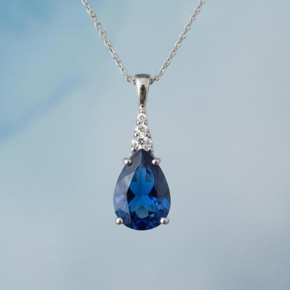 Sapphire Necklace in Sterling Silver- September Birthstone Jewelry