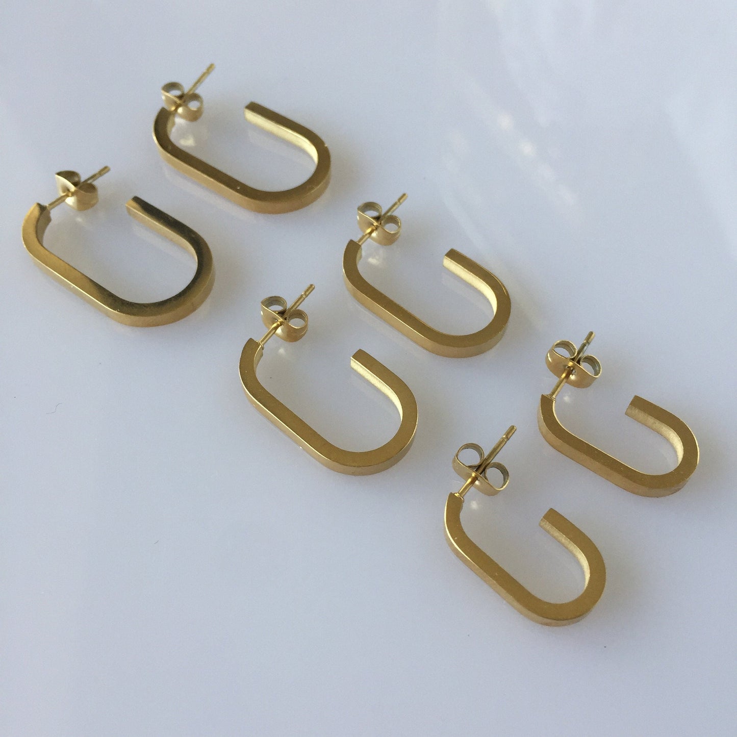 Gold Oval Hoop Earrings: Stainless Steel, Tarnish-Free