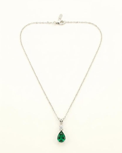 Emerald Minimalist Necklace - May Birthstone Pendant - Dainty Jewelry -925 Sterling Silver
