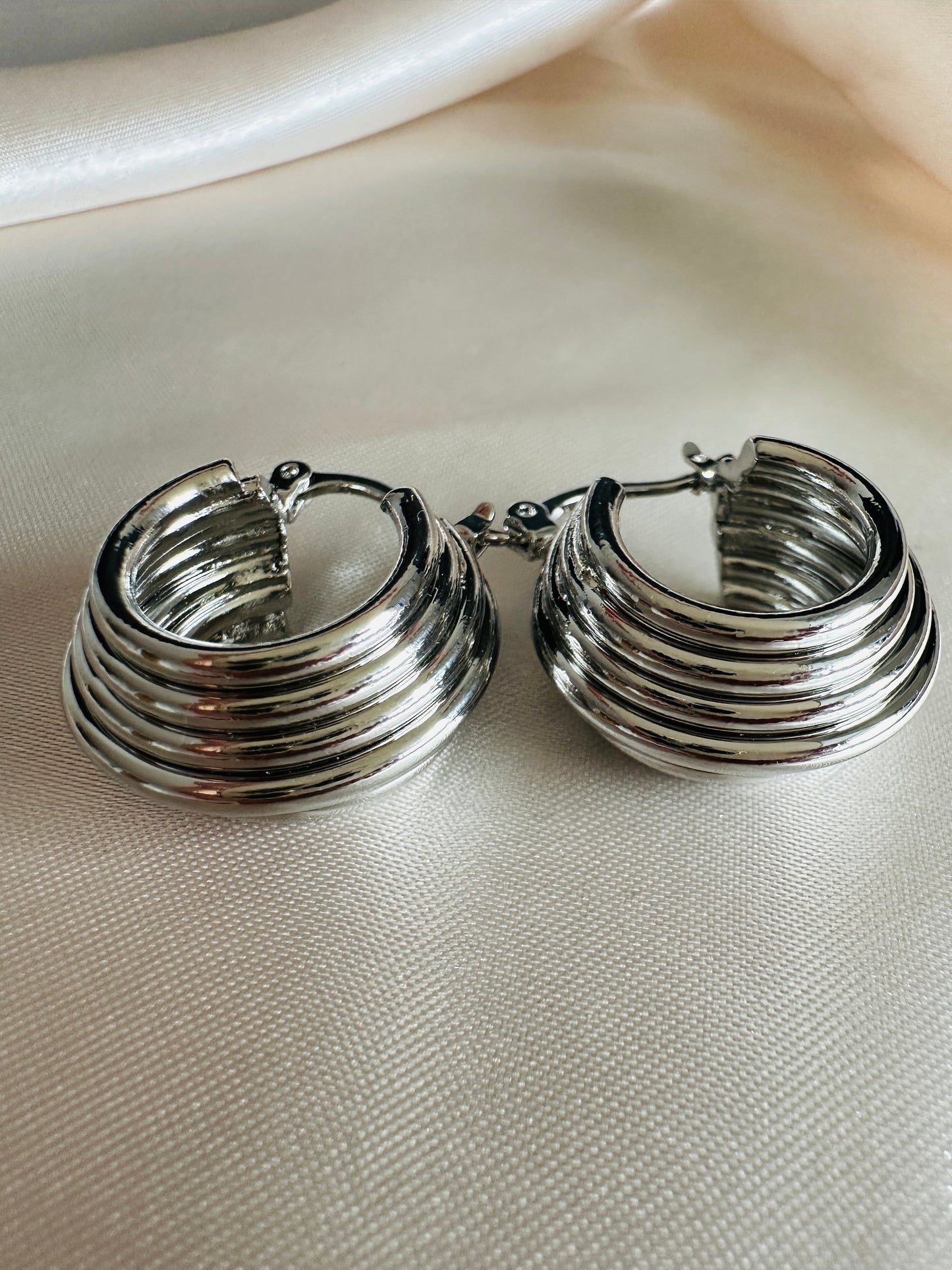 Silver Thick Hoop Earrings: Upcycled Brass, 2.5cm