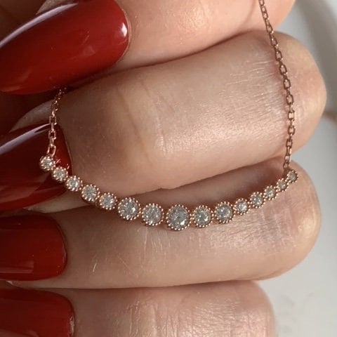 Rose Gold Waterway Necklace - Sterling Silver Zircon Pendant - Gift For Her