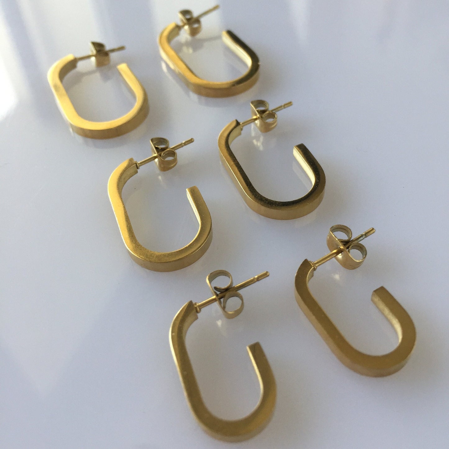 Gold Oval Hoop Earrings: Stainless Steel, Tarnish-Free
