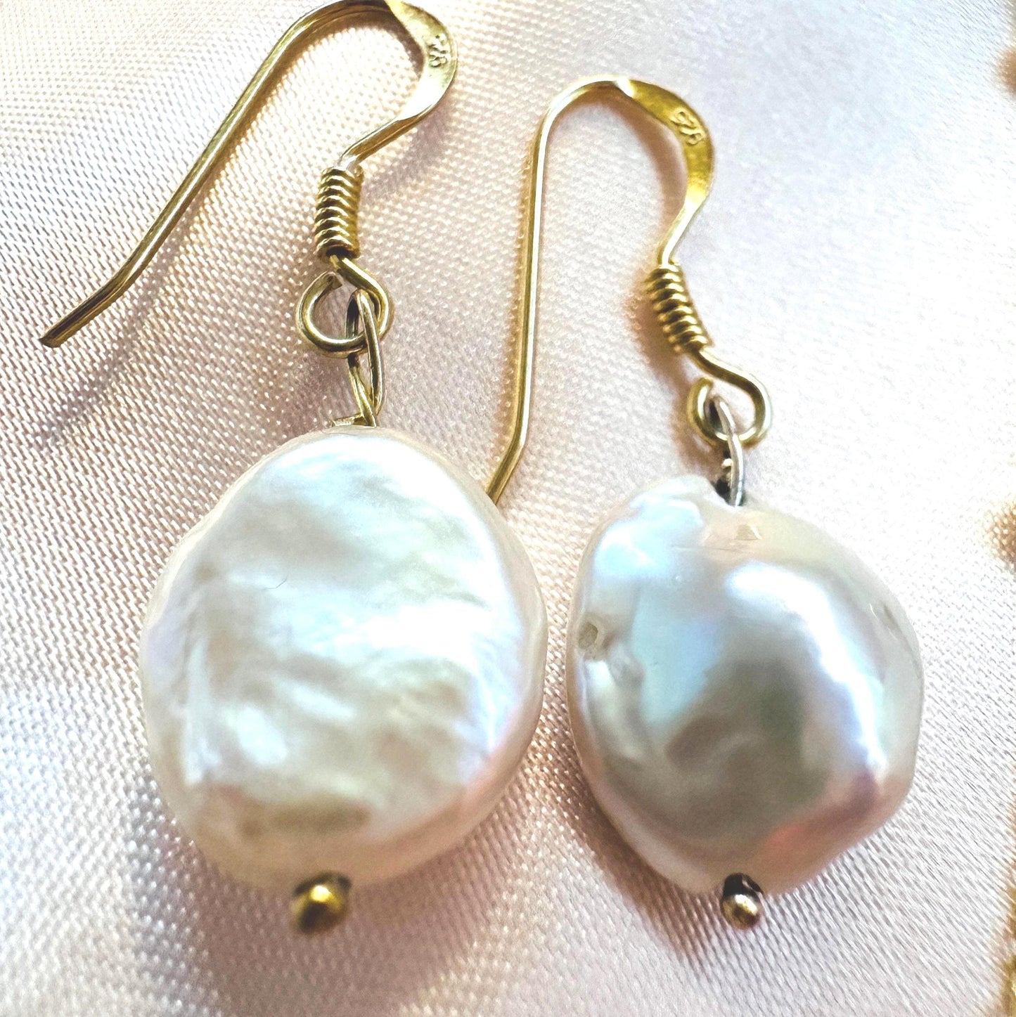 Gold Vermeil Baroque Keshi Pearl Necklace - Handmade Sterling Silver Jewelry