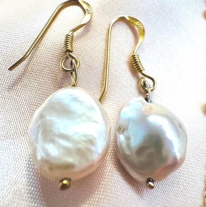 Gold Vermeil Baroque Keshi Pearl Necklace - Handmade Sterling Silver Jewelry