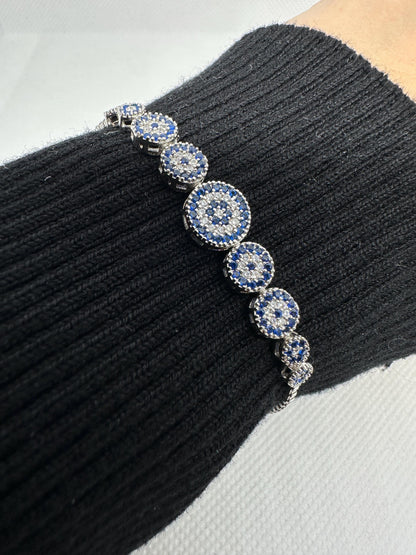 Handmade Evil Eye Bracelet: 925 Sterling Silver Zircon Beaded Charm