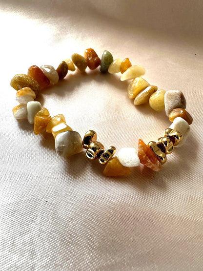 Natural Free Form Hematite and Yellow Aventurine Bracelet – Delicate Handmade Jewelry for Women