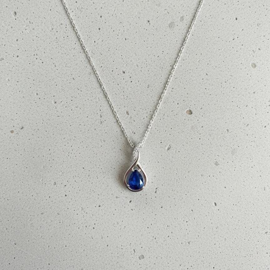 Royal Blue Sapphire Infinity Necklace -September Birthstone Pendant-925 Sterling Silver