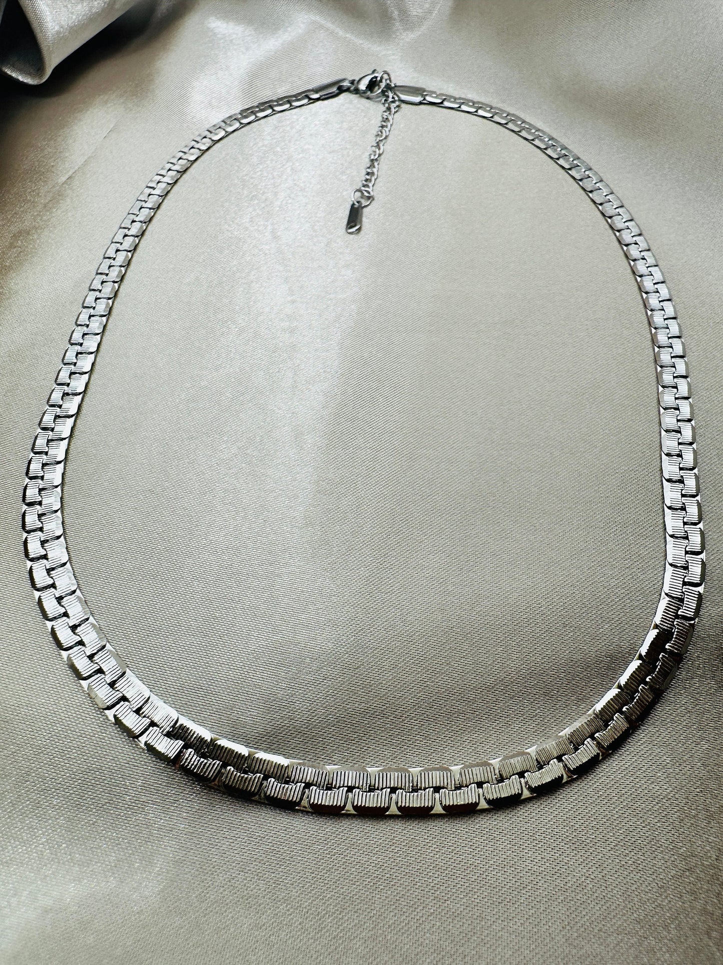 Stainless Steel Chain Necklace for Men - Silver Tone, 45cm