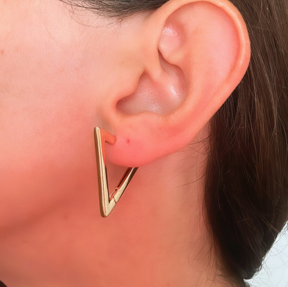 Gold Triangle Earrings - 18ct PVD Plated Brass- Upcycled