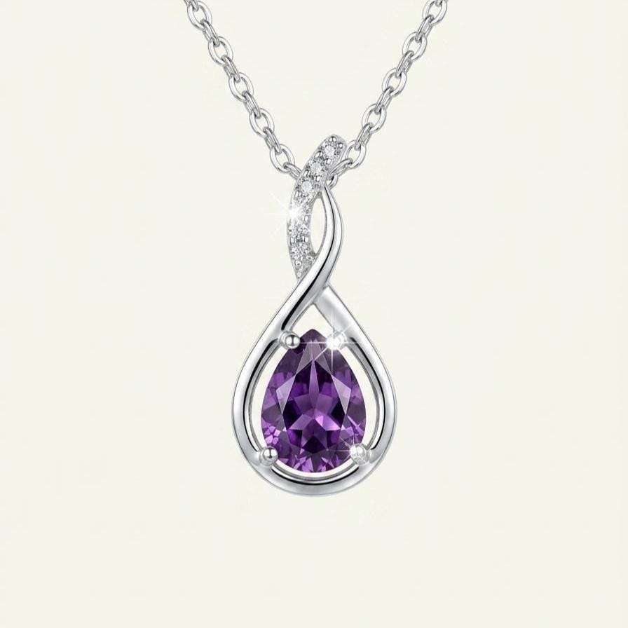 Amethyst Infinity Necklace -February Birthstone Pendant - Gift For Her