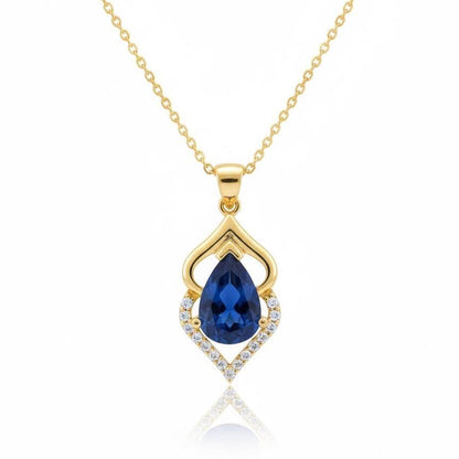 Royal Blue Gold Vermeil Sapphire Pendant -September Birthstone Necklace