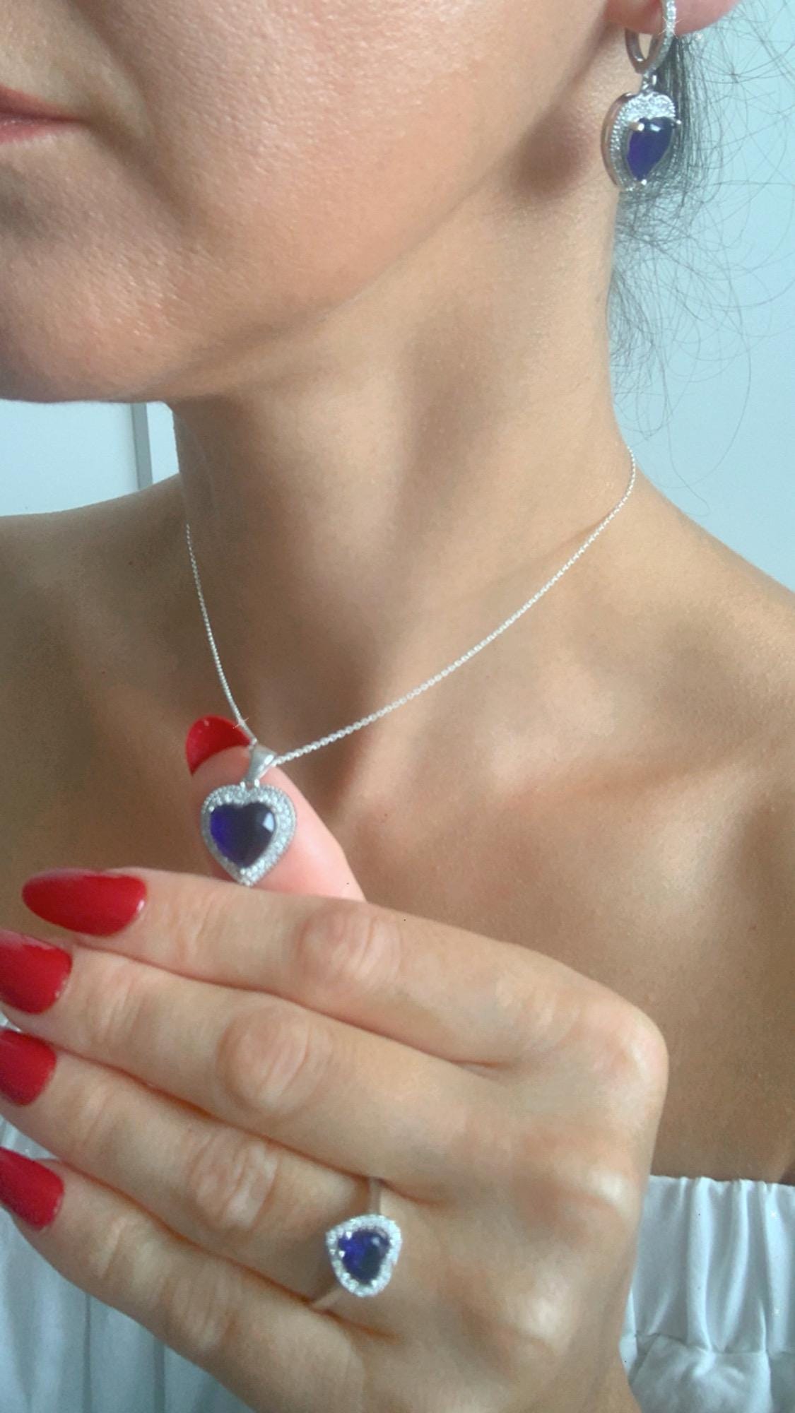Handcrafted Sapphire Heart Necklace - Symbol of Love and Birthstone Brilliance