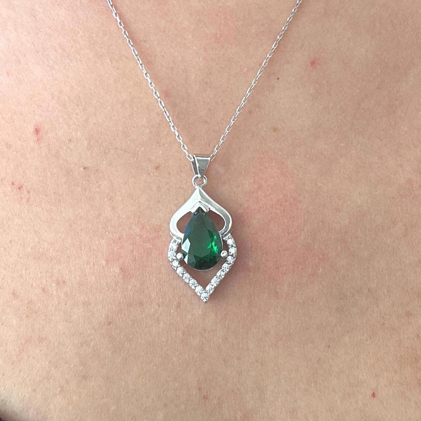 Personalized May Birthstone Emerald Necklace -