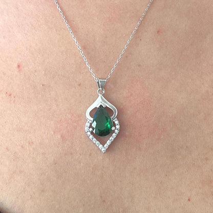 Personalized May Birthstone Emerald Necklace -