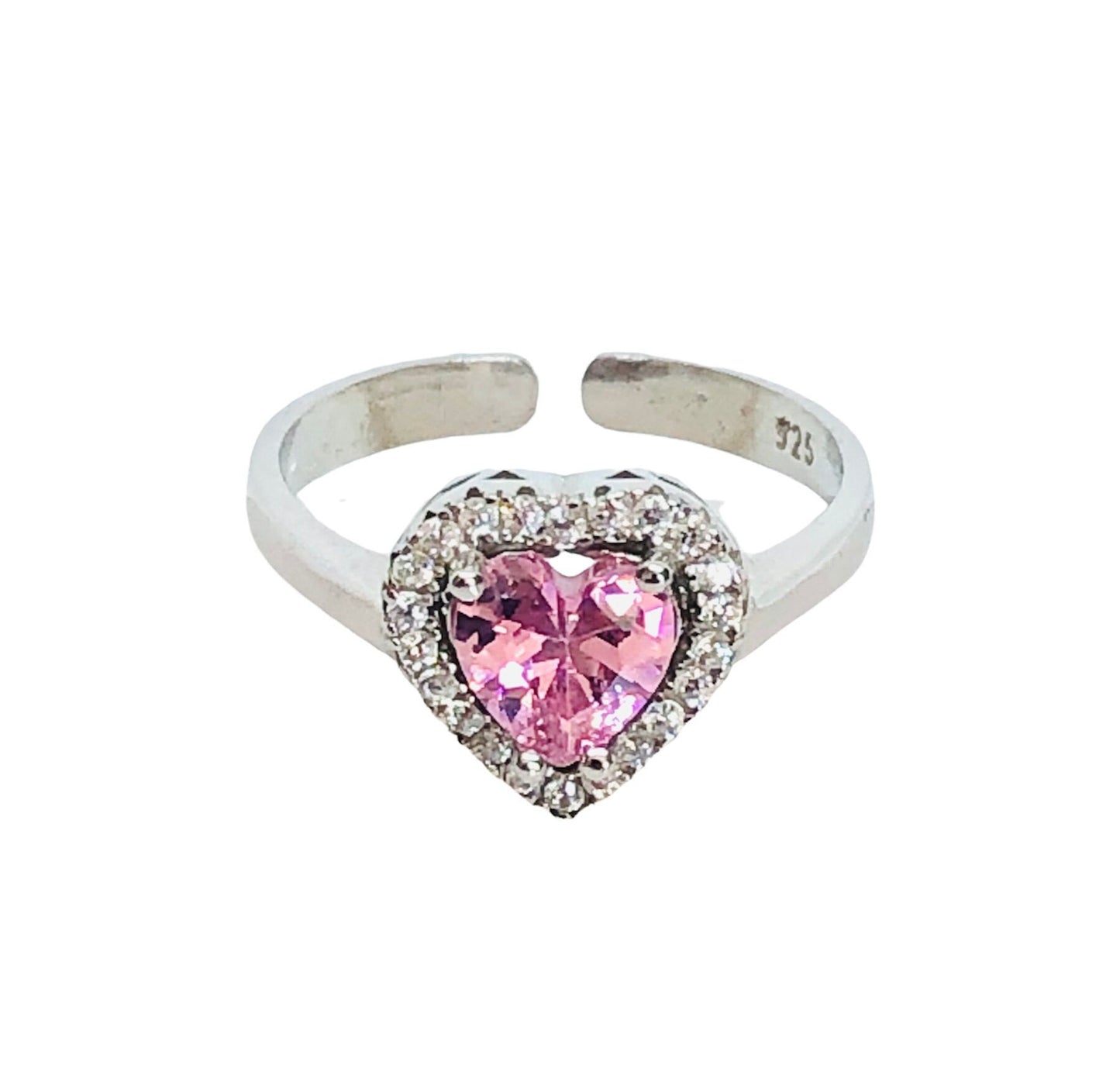 Pink Tourmaline Heart Ring - Adjustable Sterling Silver Promise Ring - Perfect Gift for Her