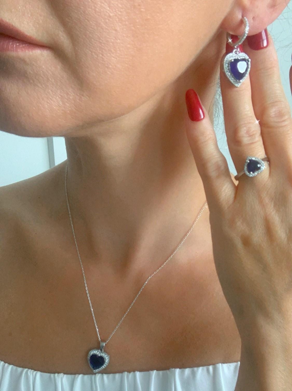 Handcrafted Sapphire Heart Necklace - Symbol of Love and Birthstone Brilliance