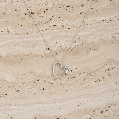 Double Heart Necklace - Sterling Silver with Zircon Gem