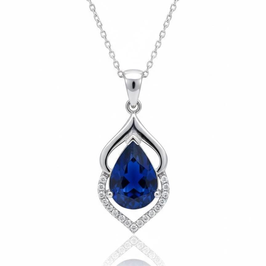 Aquamarine Pendant in Sterling Silver - March Birthstone Necklace -Gift For Her