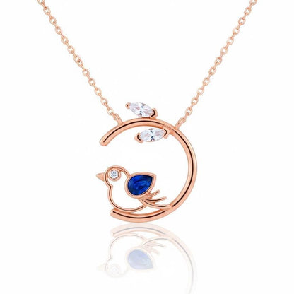 Sapphire Bird Necklace - Rose Gold Vermeil - September Birthstone - Valentine’s Day Gift for Her