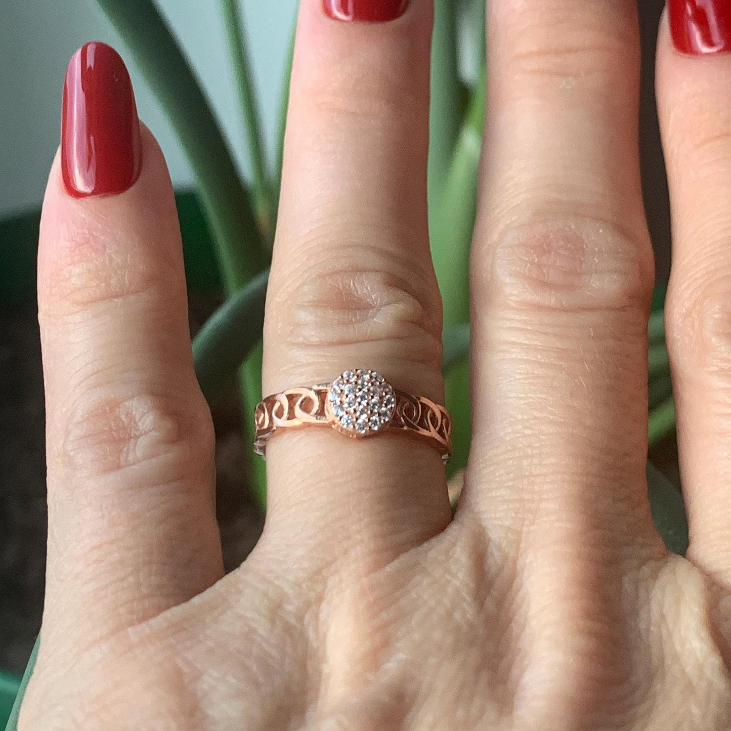 Rose Gold Sterling Silver Adjustable Ring: Boho Gift for Mom