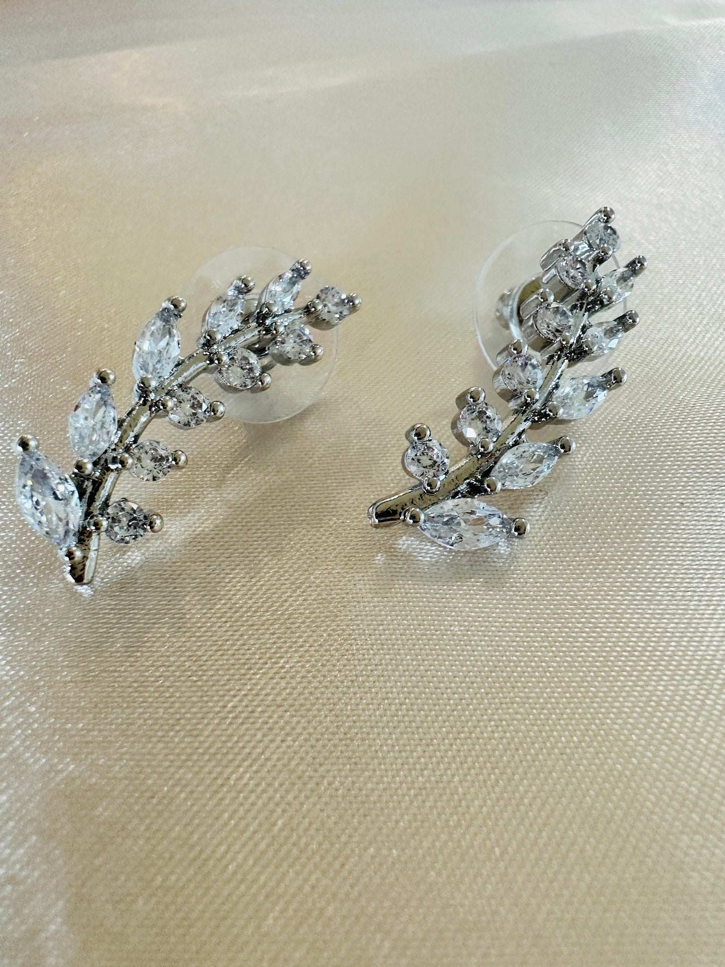Silver Leaf Stud Earrings: Dainty Brass Jewelry