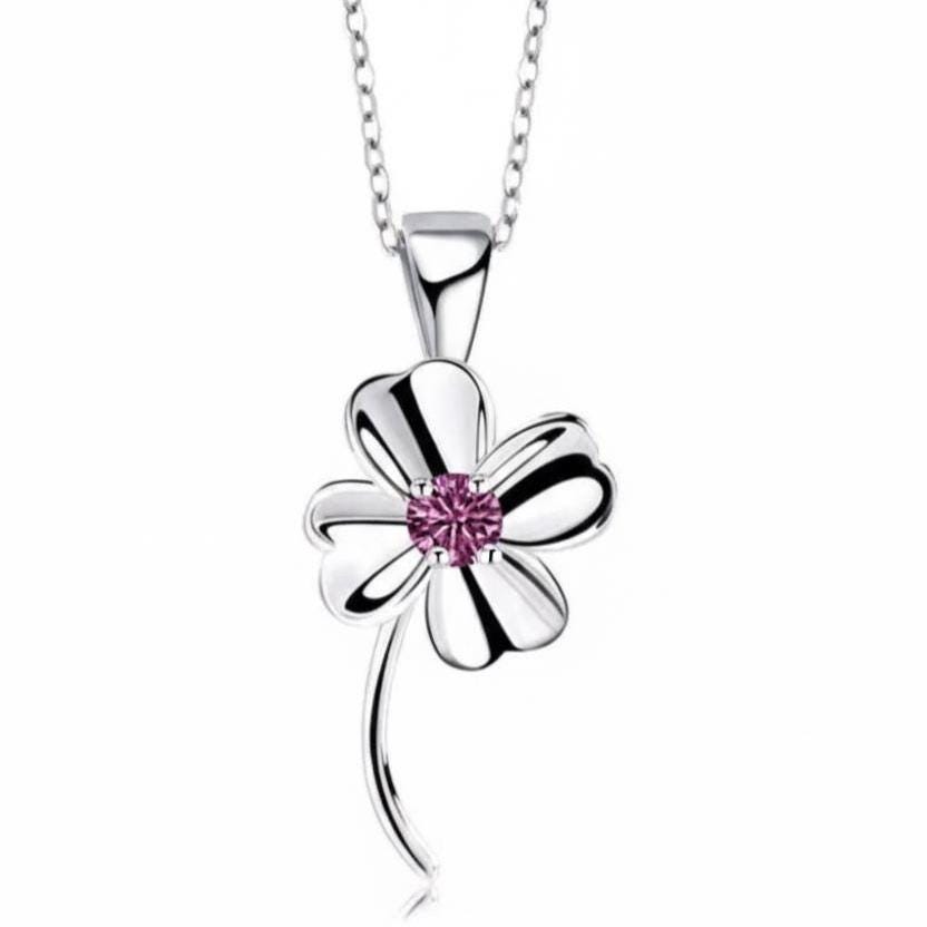 Amethyst Floral Pendant - Sterling Silver Nature Necklace-February Birthstone Jewelry Gift