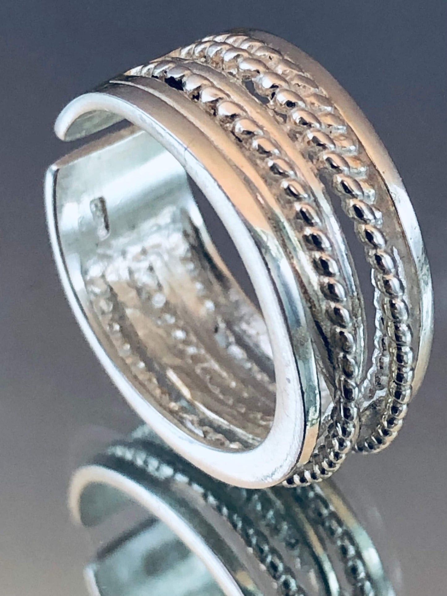 Chunky Sterling Silver Adjustable Ring – Boho Stacking Band