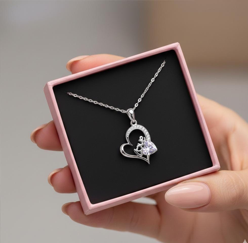 Heart-Shaped Zircon Pendant Necklace - Handmade with Love