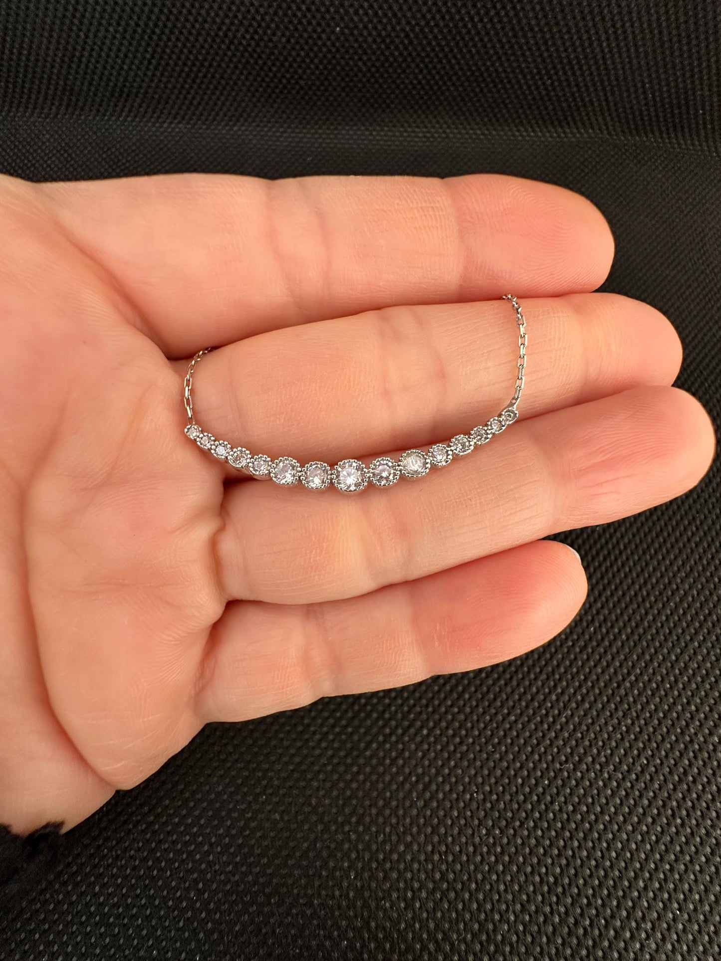 Dainty Zircon Sterling Silver Necklace - Waterway Pendant -Gift For Her