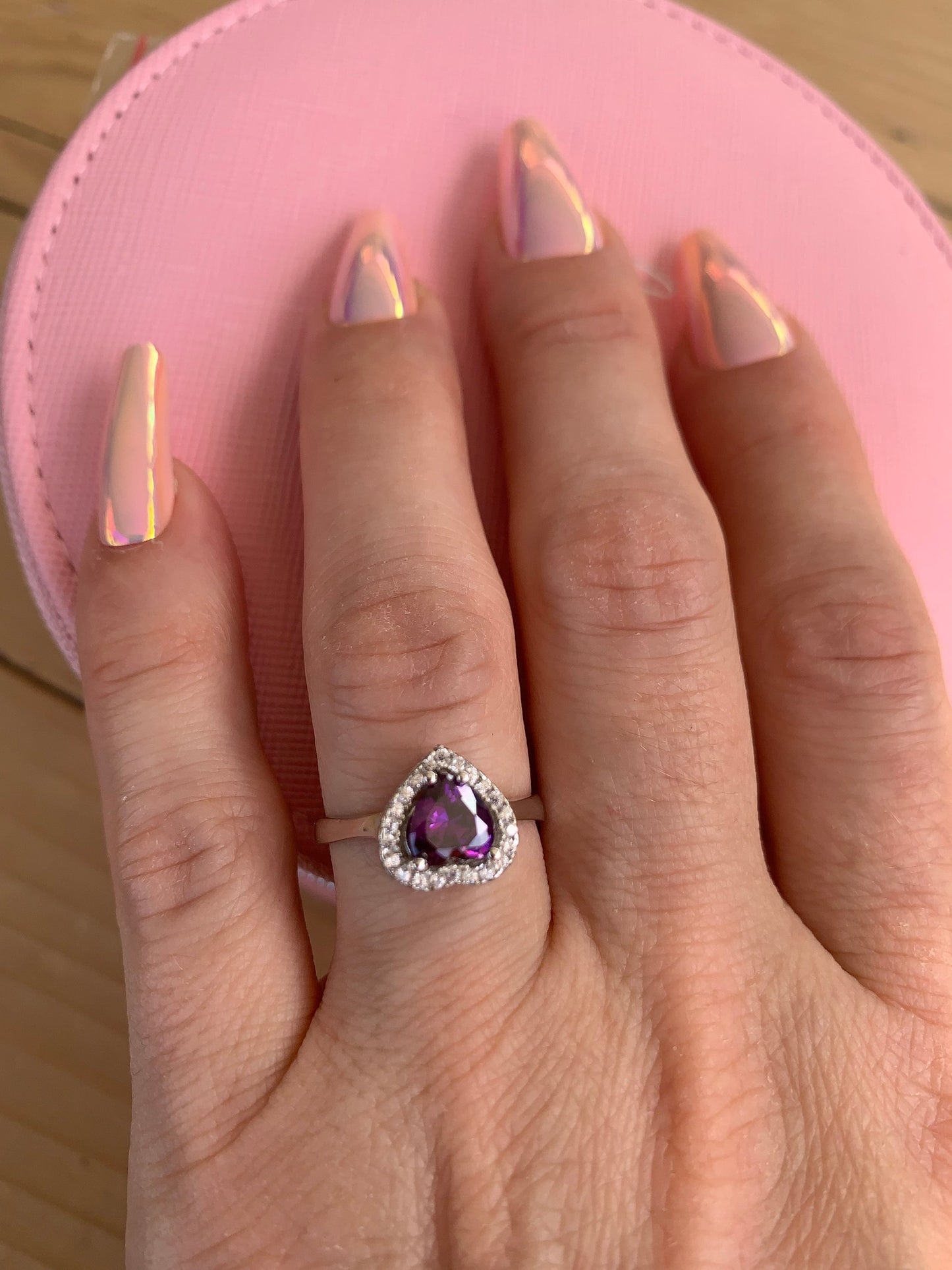 Amethyst Heart Ring - 925 Sterling Silver Promise Ring for Her