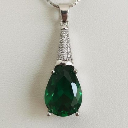 Emerald Necklace in Sterling Silver- May Birthstone Jewelry