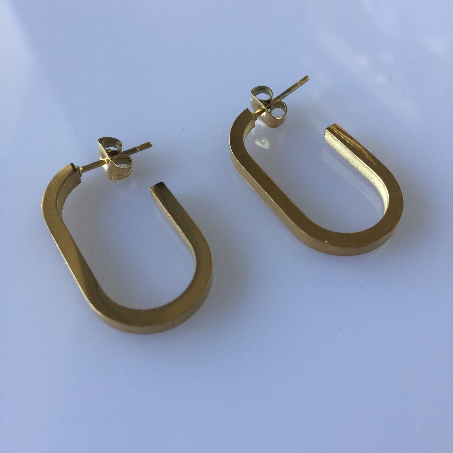 Gold Oval Hoop Earrings: Stainless Steel, Tarnish-Free