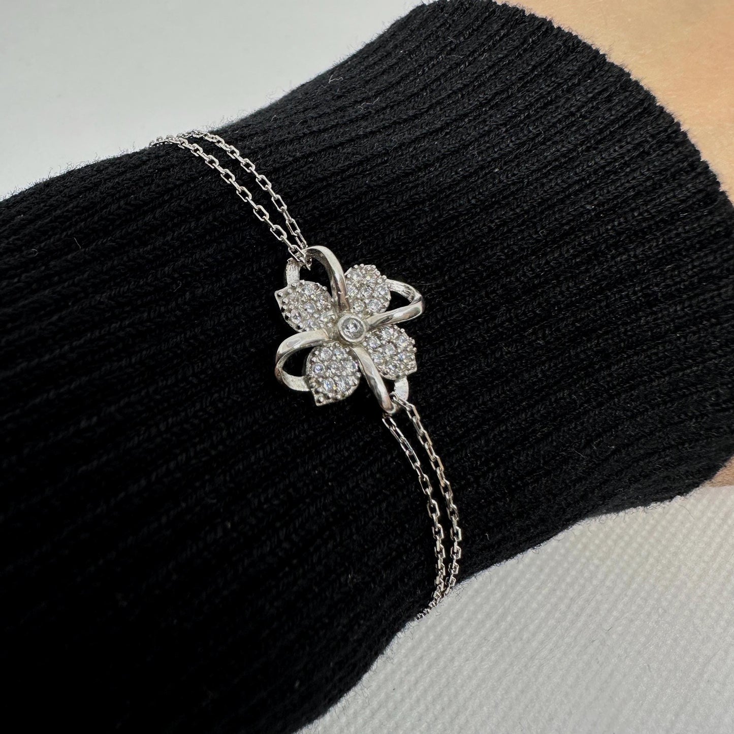 Sterling Silver Clover Bracelet -
