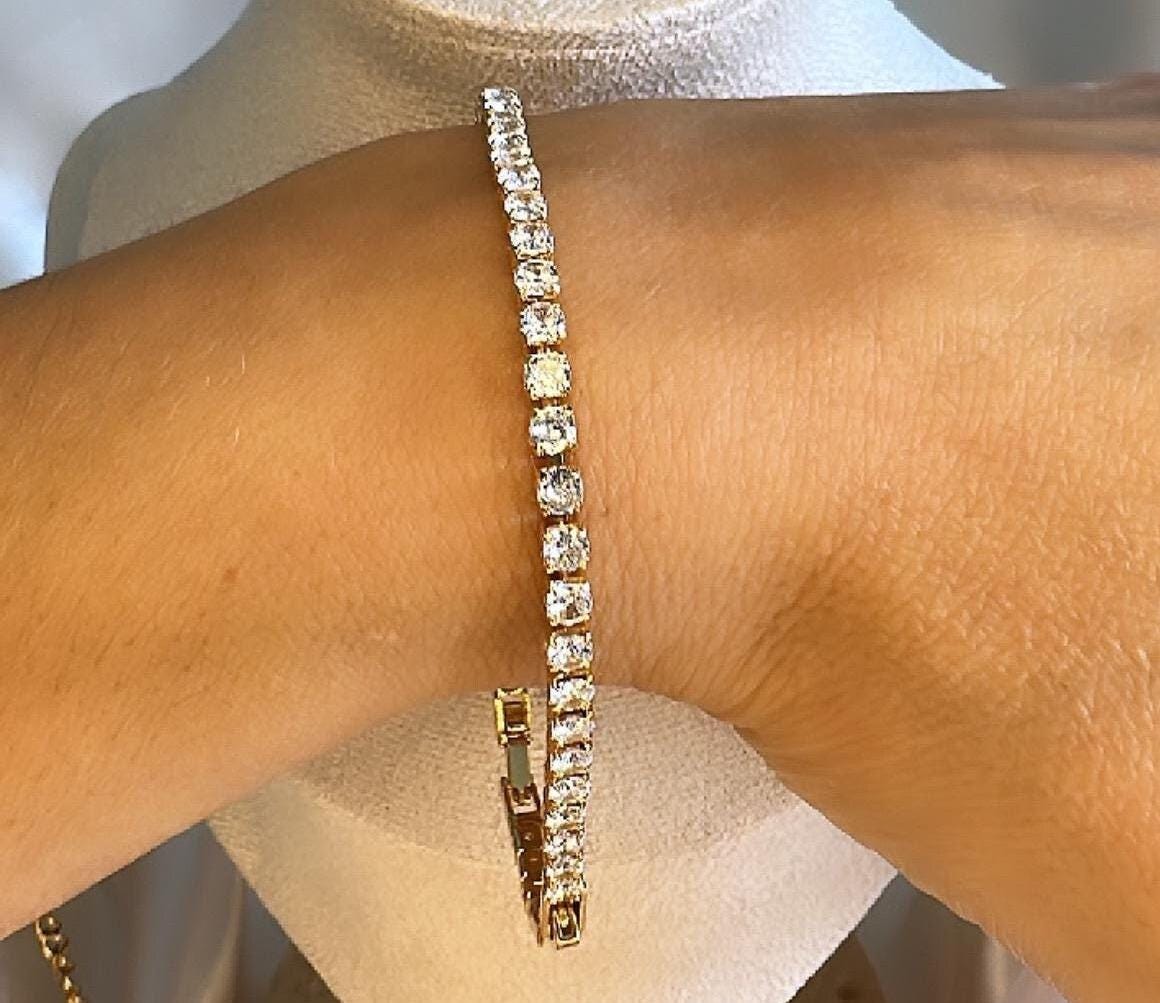 Dainty Gold Zircon Tennis Bracelet - 18Ct PVD Gold