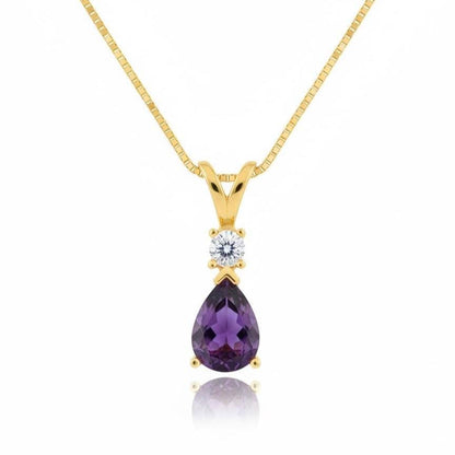 Gold Vermeil Amethyst Necklace - February Birthstone Pendant - Minimalist Jewelry