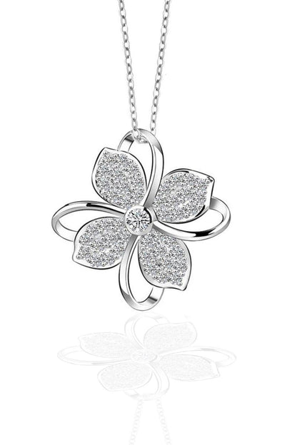 Zircon Clover Necklace – Sterling Silver Lucky Pendant Jewelry Gift