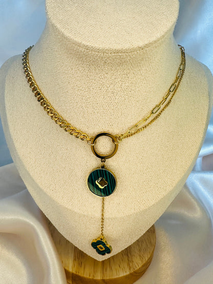 Emerald Gold  Clover Necklace
