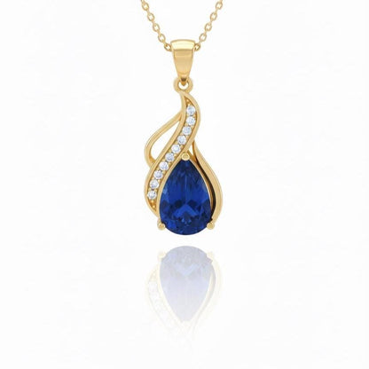 Royal Blue Gold Vermeil Sapphire Pendant - September Birthstone Necklace