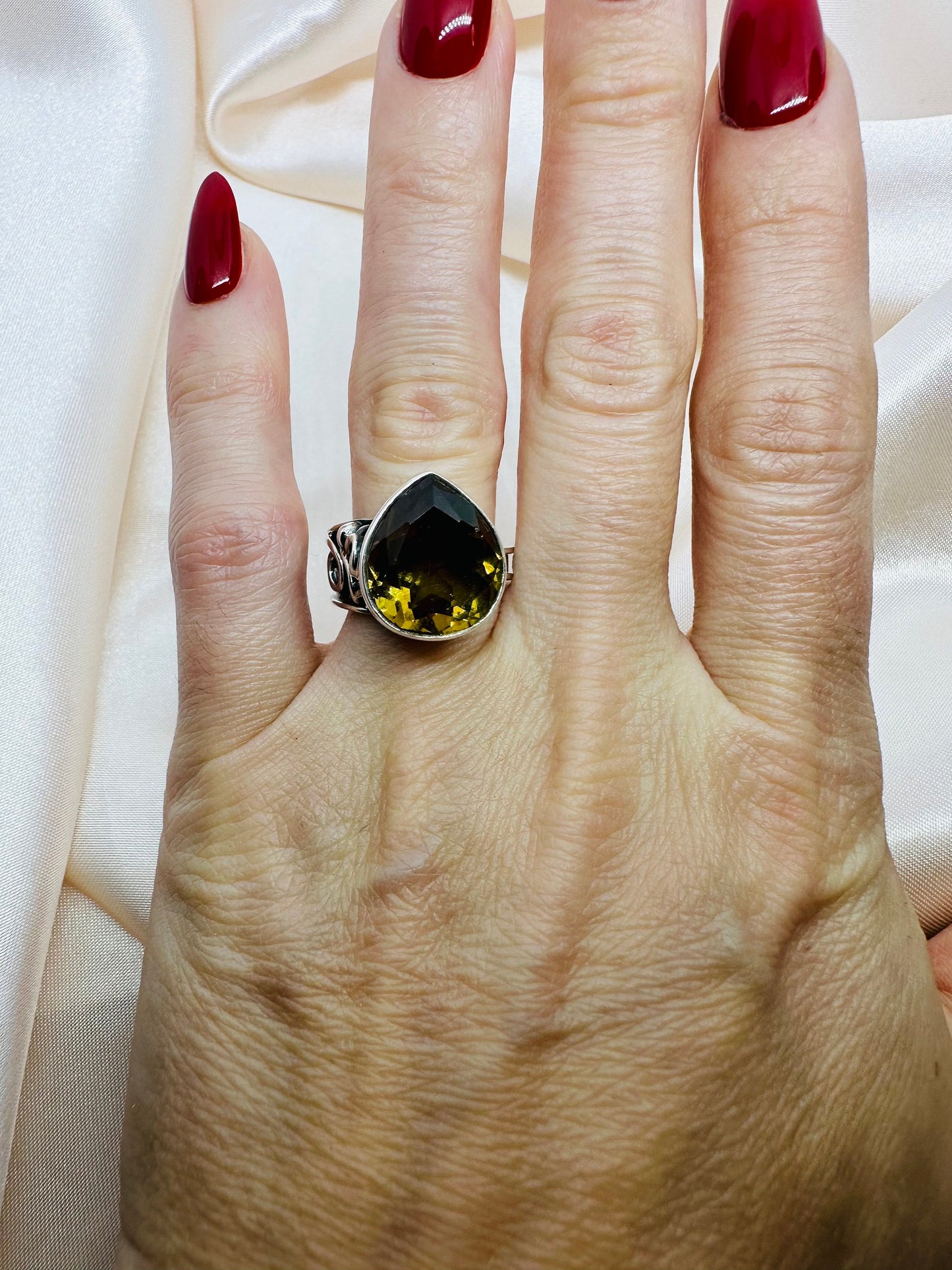 Zultanite Teardrop Ring: Color Changing Sterling Silver, Adjustable