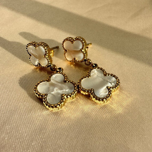 Four Leaf Clover Earrings Pearl