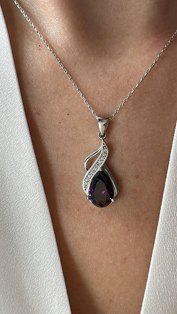 Berta Amethyst Teardrop Necklace