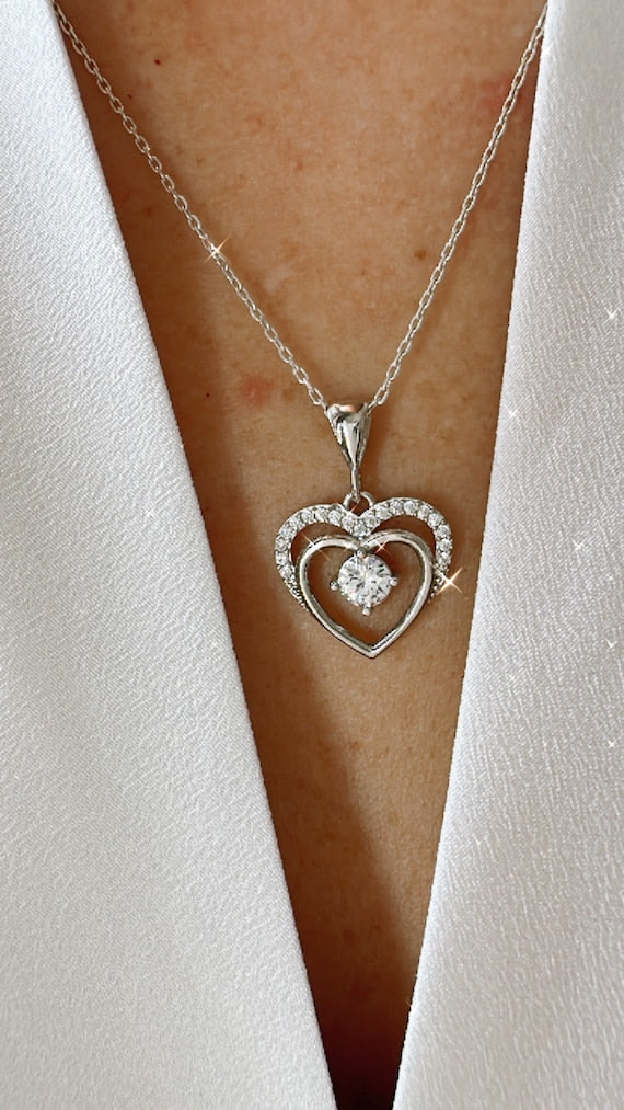 Solitaire Open Heart Necklace