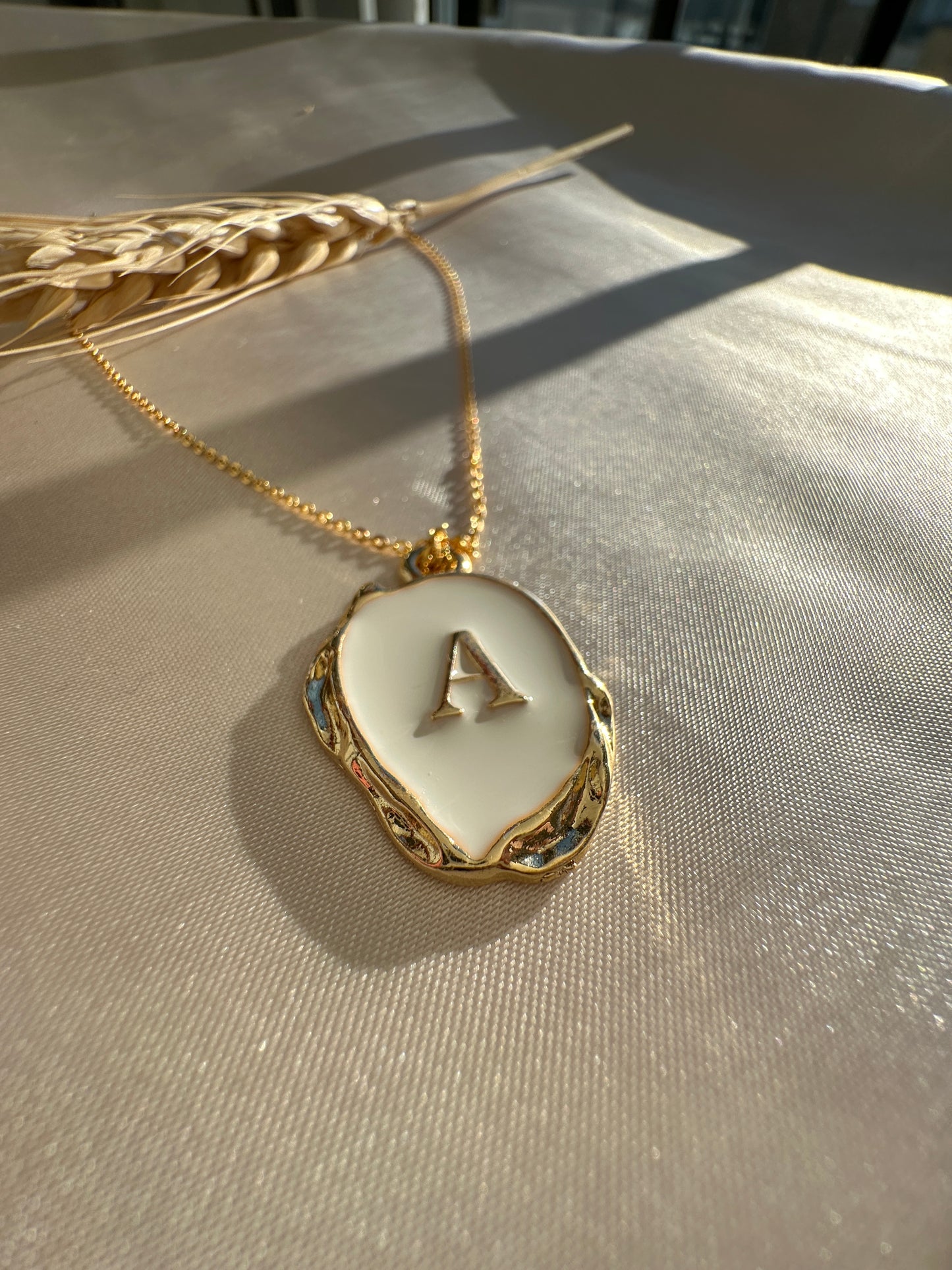 White-Gold  A Letter  Necklace