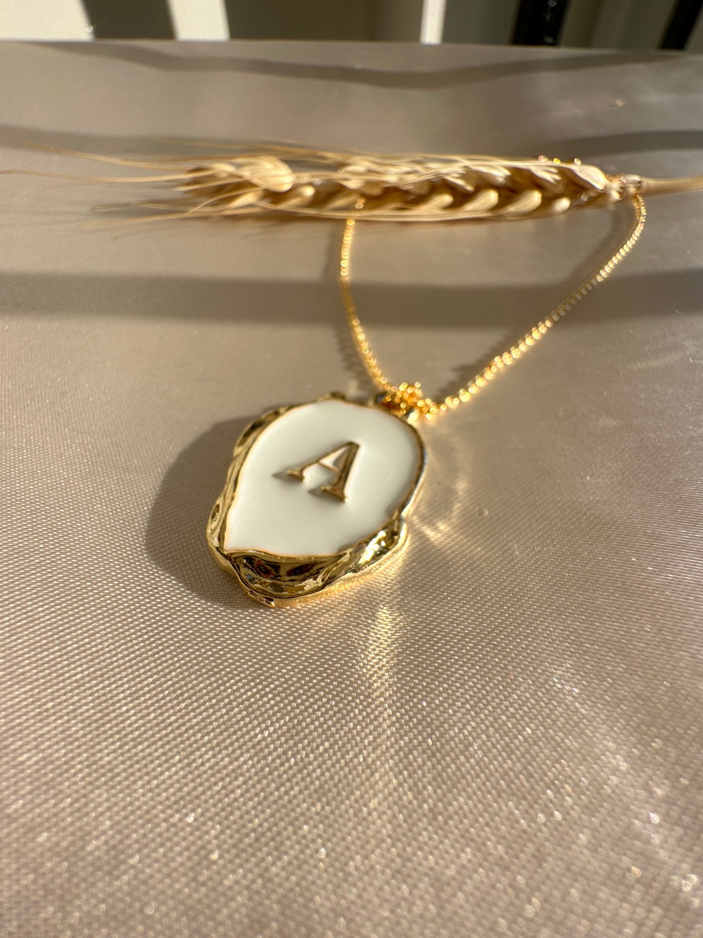 White-Gold  A Letter  Necklace