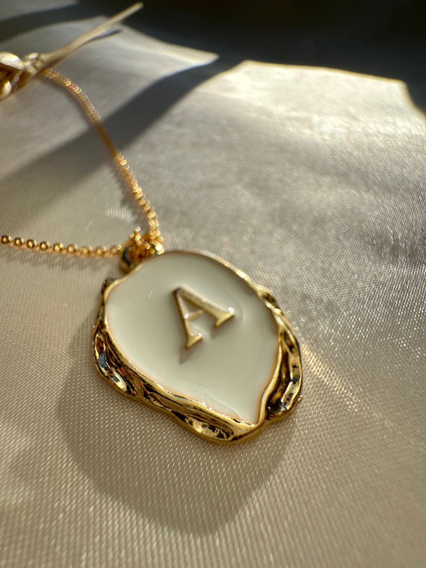 White-Gold  A Letter  Necklace