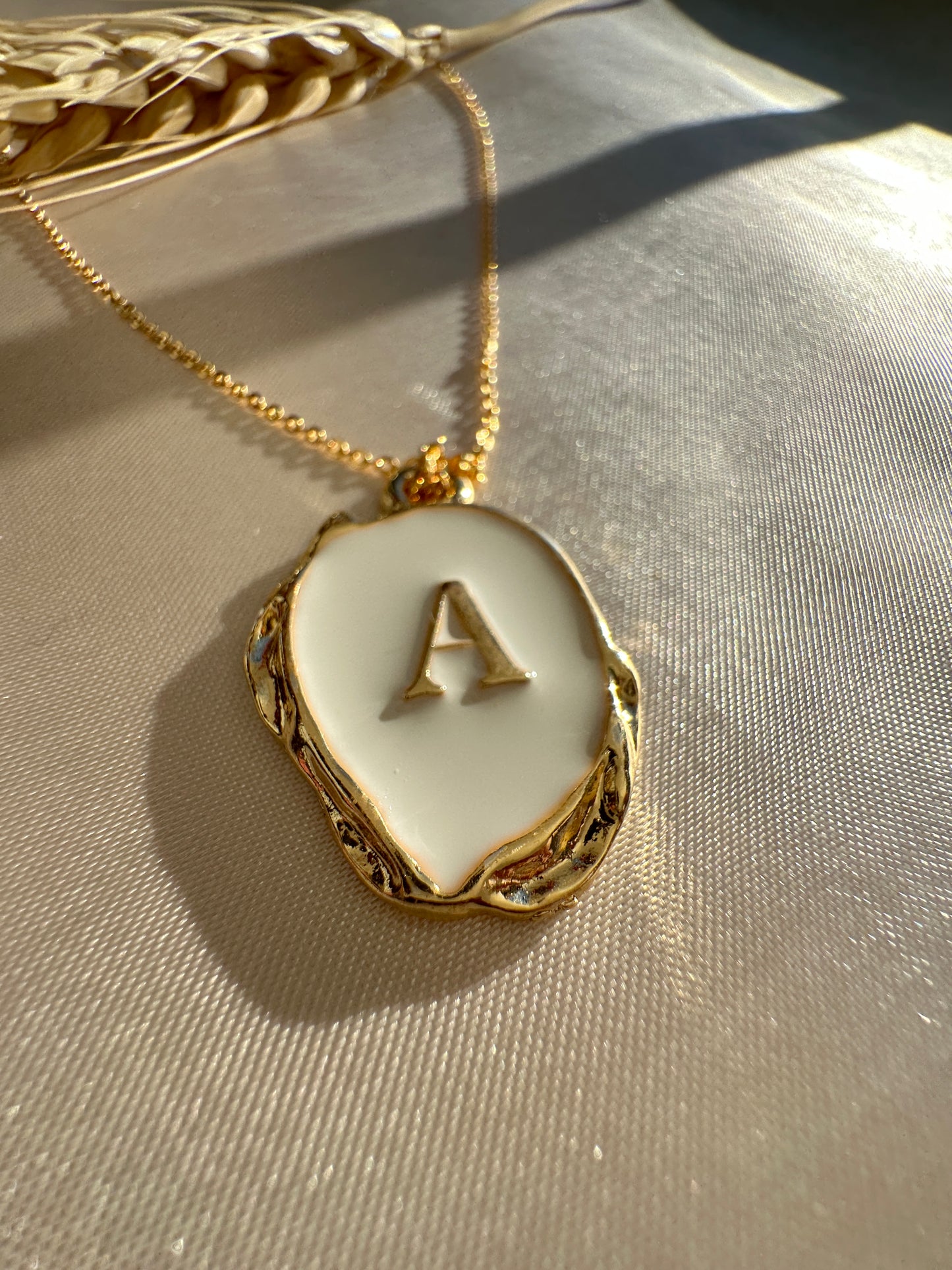 White-Gold  A Letter  Necklace