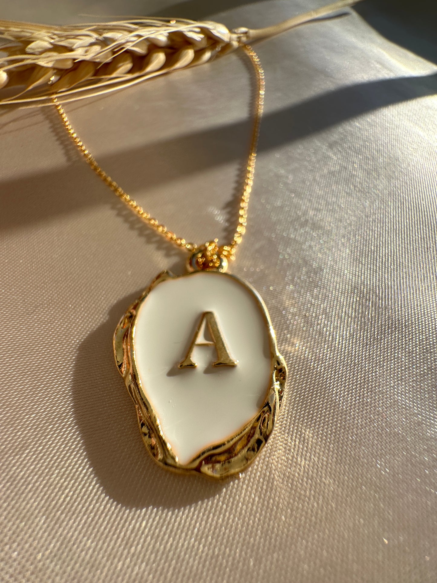 White-Gold  A Letter  Necklace