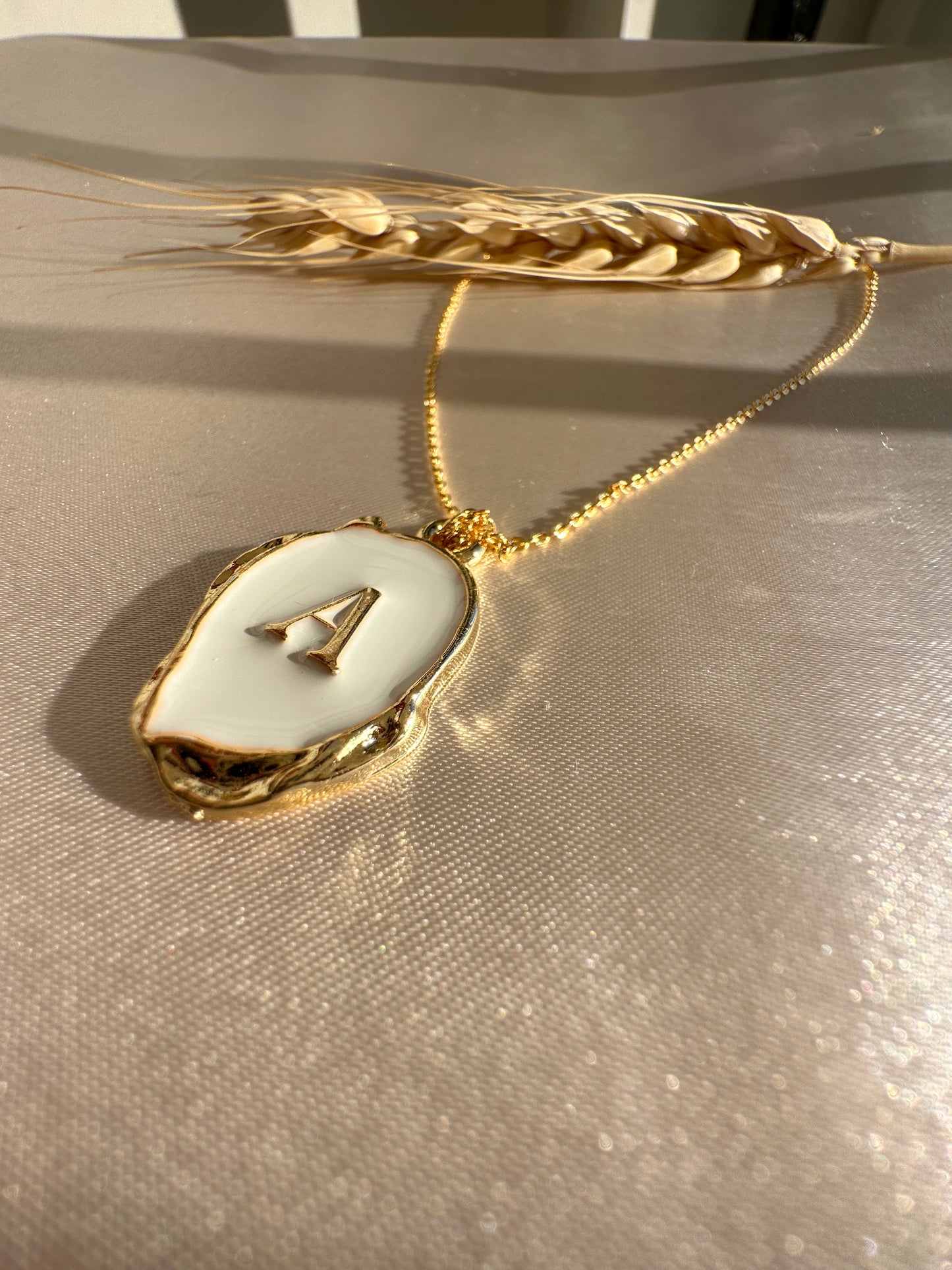 White-Gold  A Letter  Necklace