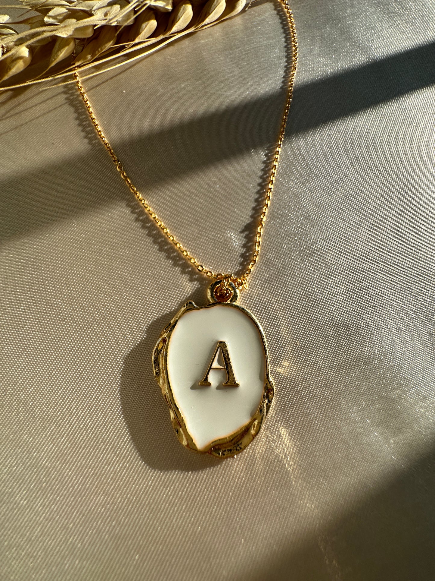 White-Gold  A Letter  Necklace