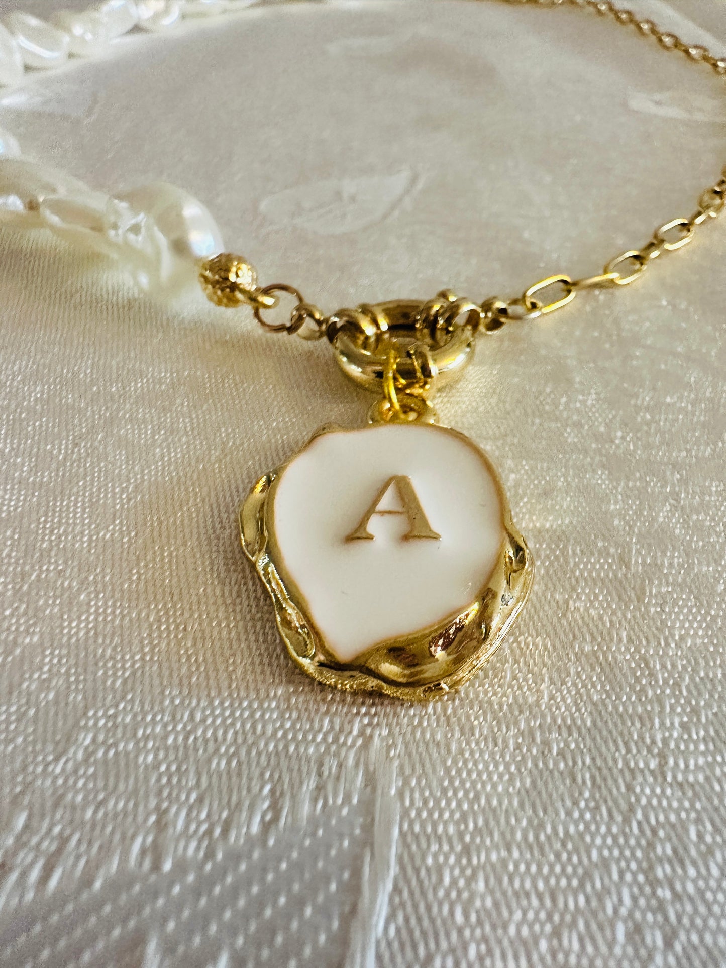 Agora Pearl A Letter  Necklace